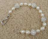 Freshwater Pearl Bracelet with Shambhala Beads