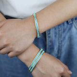 Turquoise Stone Metal European Women Bangle Bracelet