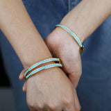 Turquoise Stone Metal European Women Bangle Bracelet