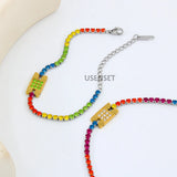 Colorful Zircon Square Bracelets - Boho Crystal Bangles Women Jewelry