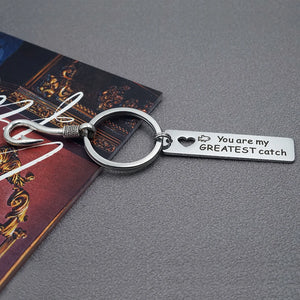 Hollow Heart Pendant Keychain with Fishhook Charm