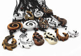 15pcs/lot Hawaiian Bone Carved Maori Fish Hook Pendant Necklace Choker YN542