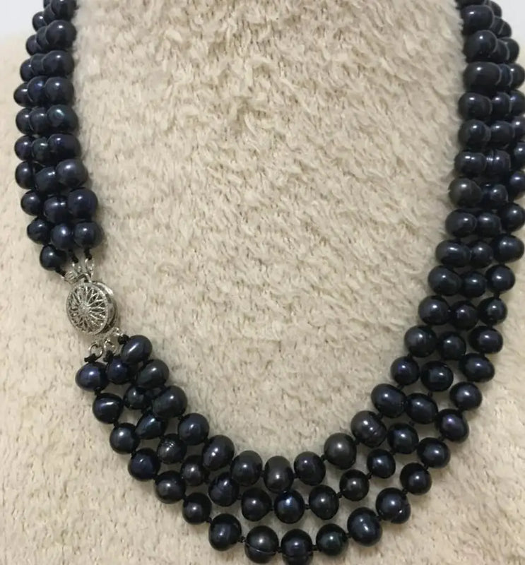 Tahitian Pearl Necklace 3 Row 8-9mm 17"18"19"