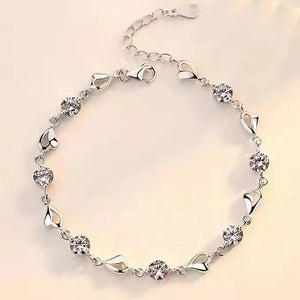 925 Silver Zircon Heart Shaped Bracelet for Women