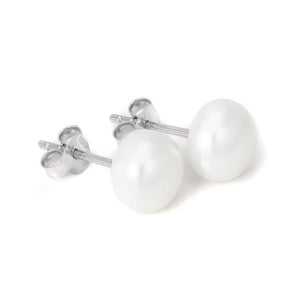 925 Sterling Silver Freshwater Pearl Stud Earrings Grey Purple Natural