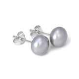 925 Sterling Silver Freshwater Pearl Stud Earrings Grey Purple Natural