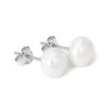 925 Sterling Silver Freshwater Pearl Stud Earrings Grey Purple Natural