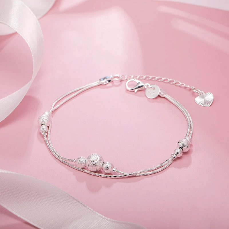 925 Silver Geometry Chain Bracelet Fine Jewelry Gift