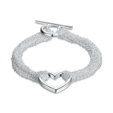 925 Sterling Silver Heart Tassel Bracelet Women Jewelry Top Gift