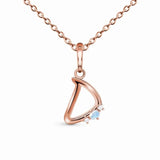 925 Silver Letter D Moonstone Pendant Necklace