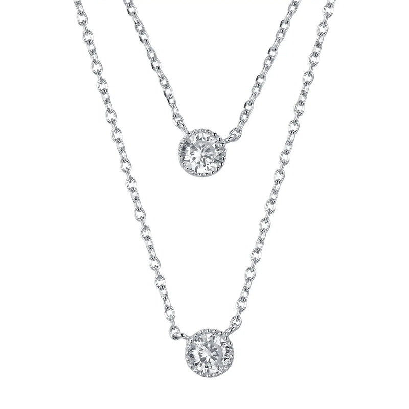 925s Diamond Studded Round Pendant Women's Necklace