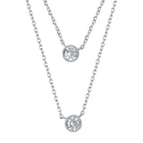 925s Diamond Studded Round Pendant Women's Necklace