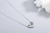 925s Silver Double Love Diamond Pendant Necklace