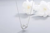 925s Silver Double Love Diamond Pendant Necklace