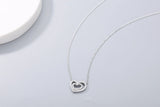 925s Silver Double Love Diamond Pendant Necklace