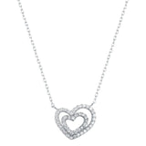 925s Silver Double Love Diamond Pendant Necklace