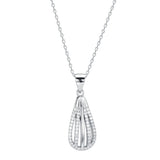 925s Silver Water Drop Diamond Pendant Necklace