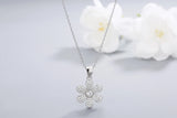 925s Silver Diamond Flower Pendant Women Necklace