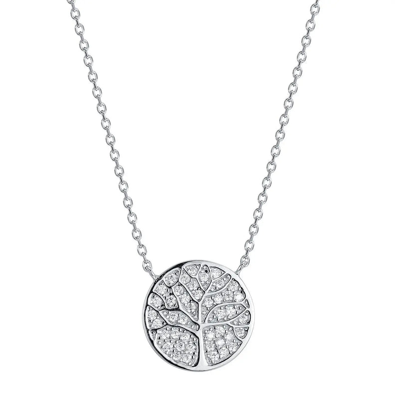 925s Silver Leaves Diamond Pendant Women's Necklace