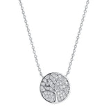 925s Silver Leaves Diamond Pendant Women's Necklace