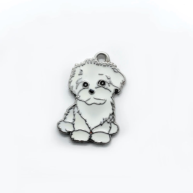 Enamel Metal Pet Dog Charm Bichon Frise Jewelry DIY Pendant