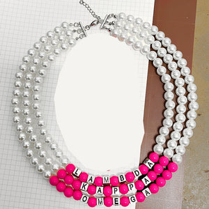 Greek Letter Society ALPHA Sorority INC LKO Chapter Symbol Pearl Necklace Set
