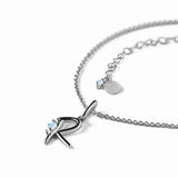 S925 Silver Letter R Moonstone Pendant Necklace Women's Jewelry