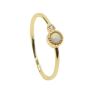 Tiny Opal Cz Stone Delicate Finger Ring for Women Girl