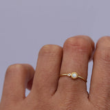 Tiny Opal Cz Stone Delicate Finger Ring for Women Girl