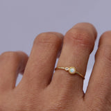 Tiny Opal Cz Stone Delicate Finger Ring for Women Girl