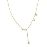 925 Sterling Silver CZ Star Charm Pendant Choker Necklace