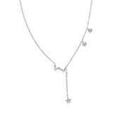 925 Sterling Silver CZ Star Charm Pendant Choker Necklace
