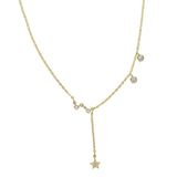 925 Sterling Silver CZ Star Charm Pendant Choker Necklace