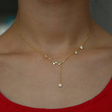 925 Sterling Silver CZ Star Charm Pendant Choker Necklace