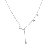 925 Sterling Silver CZ Star Charm Pendant Choker Necklace