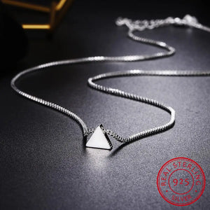 925 Sterling Silver Triangle Necklace Geometric Pendant GN619