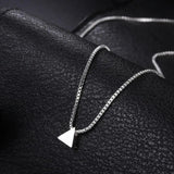 925 Sterling Silver Triangle Necklace Geometric Pendant GN619