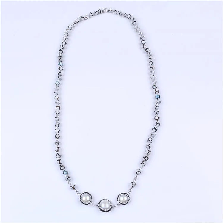 Baroque Pearls Necklace with 8-9mm Stone