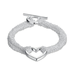 925 Silver Heart Tassel Bracelet Women's Jewelry Wedding Gift