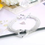 925 Silver Heart Tassel Bracelet Women's Jewelry Wedding Gift
