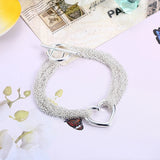 925 Silver Heart Tassel Bracelet Women's Jewelry Wedding Gift