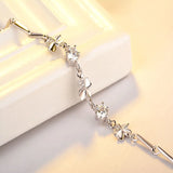 925 Sterling Silver Zircon Lucky Clover Bracelet for Women