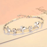 925 Sterling Silver Zircon Lucky Clover Bracelet for Women