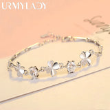 925 Sterling Silver Zircon Clover Bracelet for Women