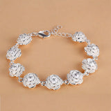 925 Sterling Silver Flower Bracelet Charm Chain Jewelry Wedding