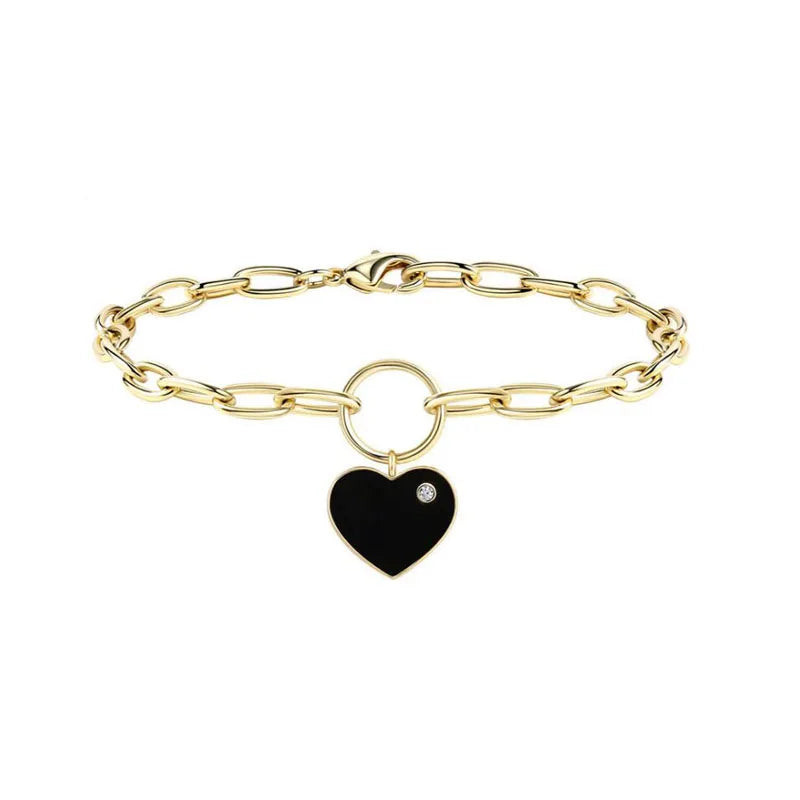 Exaggerated Heart Pendant Acrylic Chain Bracelet 7.3inch