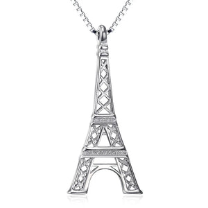 Paris Eiffel Tower Pendant Couple Necklace S925 Sterling Silver