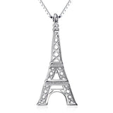 Paris Eiffel Tower Pendant Couple Necklace S925 Sterling Silver