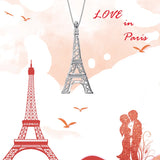 Paris Eiffel Tower Pendant Couple Necklace S925 Sterling Silver
