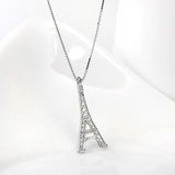 Paris Eiffel Tower Pendant Couple Necklace S925 Sterling Silver